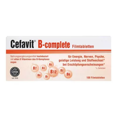 CEFAVIT B-complete apvalkotās tabletes, 100 gab