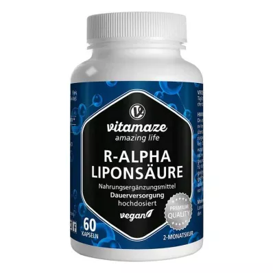 R-ALPHA-LIPONSÄURE 200 mg lielas devas vegānu kapsulas, 60 gab