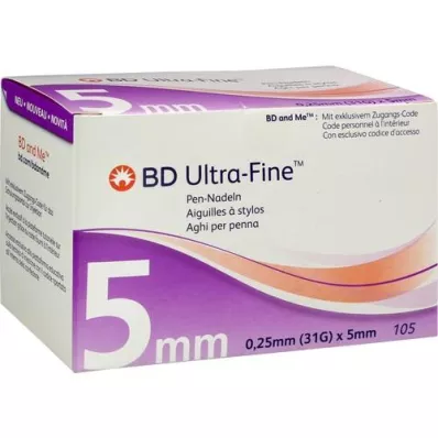 BD ULTRA-FINE Pildspalvu adatas 5 mm 31 G 0,25 mm, 105 gab