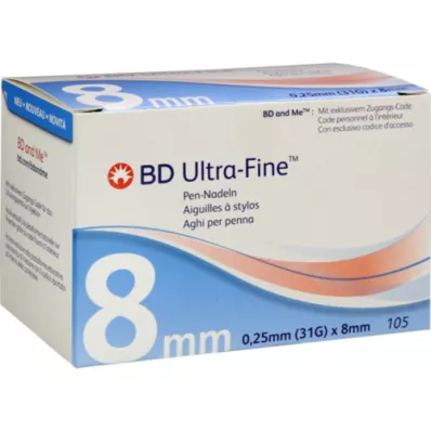 BD ULTRA-FINE Adatas 8 mm 31 G 0,25 mm, 105 gab