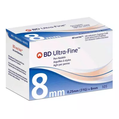 BD Īpaši smalkas pildspalvas adatas, 8 mm 31 G (105 gab.)
