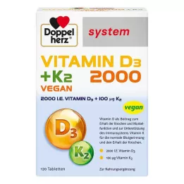 DOPPELHERZ D3 vitamīns 2000+K2 sistēmas tabletes, 120 kapsulas