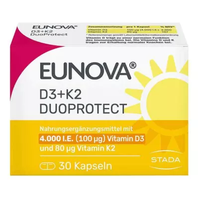 EUNOVA DuoProtect D3+K2 4000 I.U./80 μg kapsulas, 30 gab EUNOVA DuoProtect D3+K2 4000 I.U./80 μg kapsulas, 30 gab