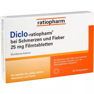 DICLO-RATIOPHARM sāpēm un drudzim 25 mg FTA, 20 gab