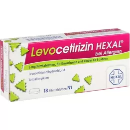 LEVOCETIRIZIN HEXAL alerģijām 5 mg apvalkotās tabletes, 18 gab