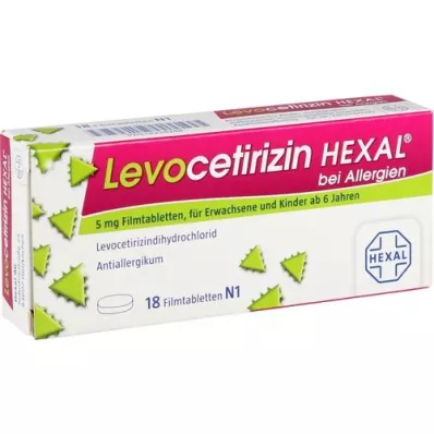 LEVOCETIRIZIN HEXAL alerģijām 5 mg apvalkotās tabletes, 18 gab