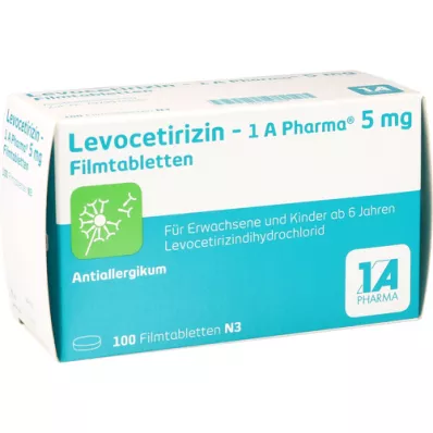 LEVOCETIRIZIN-1A Pharma 5 mg apvalkotās tabletes, 100 gab