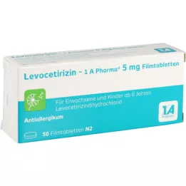 LEVOCETIRIZIN-1A Pharma 5 mg apvalkotās tabletes, 50 gab