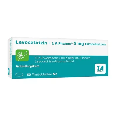 LEVOCETIRIZIN-1A Pharma 5 mg apvalkotās tabletes, 50 gab LEVOCETIRIZIN-1A Pharma 5 mg apvalkotās tabletes, 50 gab
