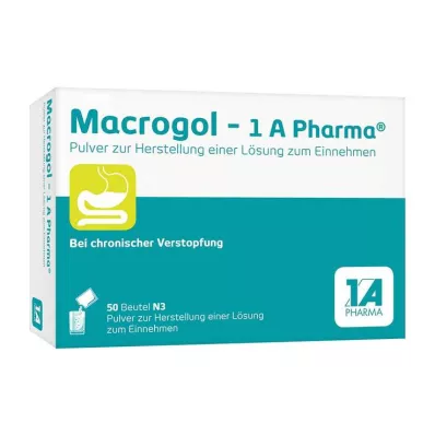 Macrogol-1A Pharma pulveris iekšķīgi lietojama šķīduma pagatavošanai, 50 gab Macrogol-1A Pharma pulveris iekšķīgi lietojama šķīduma pagatavošanai, 50 gab
