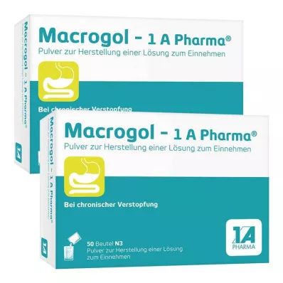 Macrogol-1A Pharma pulveris iekšķīgi lietojama šķīduma pagatavošanai, 100 gab Macrogol-1A Pharma pulveris iekšķīgi lietojama šķīduma pagatavošanai, 100 gab