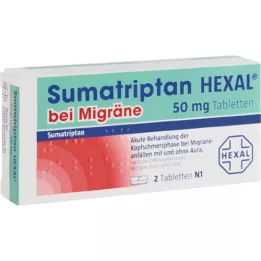 SUMATRIPTAN HEXAL migrēnai 50 mg tabletes, 2 gab
