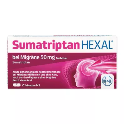 SUMATRIPTAN HEXAL migrēnai 50 mg tabletes, 2 gab