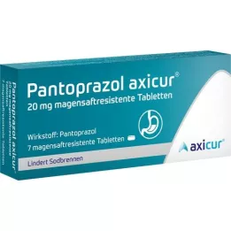 PANTOPRAZOL axicur 20 mg enteriskajām apvalkotajām tabletēm, 7 gab