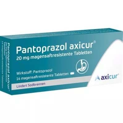 PANTOPRAZOL axicur 20 mg enteriskajām apvalkotajām tabletēm, 14 gab