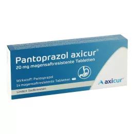 PANTOPRAZOL axicur 20 mg enteriskajām apvalkotajām tabletēm, 14 gab