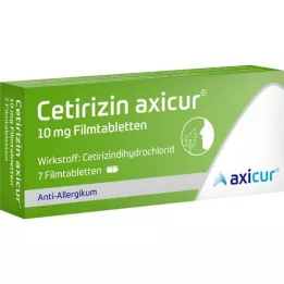 CETIRIZIN axicur 10 mg apvalkotās tabletes, 7 gab