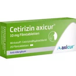 CETIRIZIN axicur 10 mg apvalkotās tabletes, 20 gab