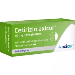 CETIRIZIN axicur 10 mg apvalkotās tabletes, 50 gab