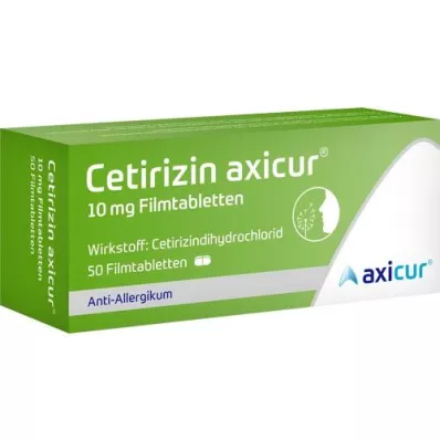 CETIRIZIN axicur 10 mg apvalkotās tabletes, 50 gab