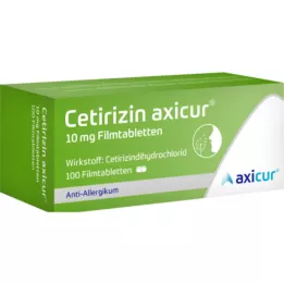 CETIRIZIN axicur 10 mg apvalkotās tabletes, 100 gab