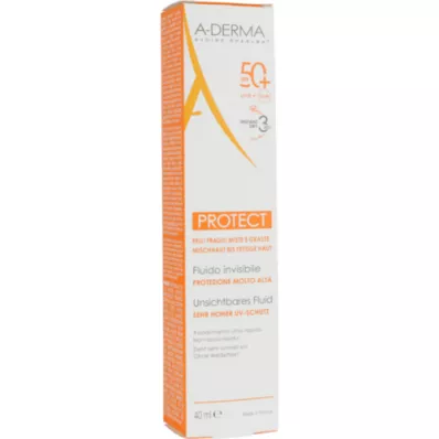 A-DERMA PROTECT SPF 50+ neredzams šķidrums, 40 ml