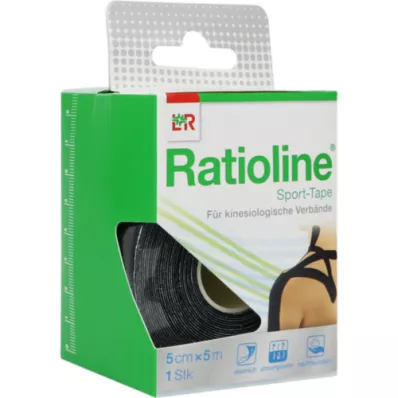 RATIOLINE Sporta lenta 5 cmx5 m melna, 1 gab