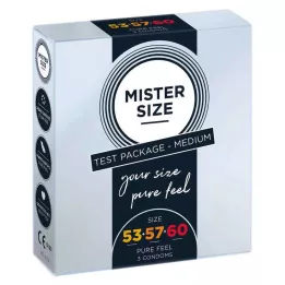 MISTER Izmēģinājuma izmēra iepakojums 53-57-60 prezervatīvi, 3 gab