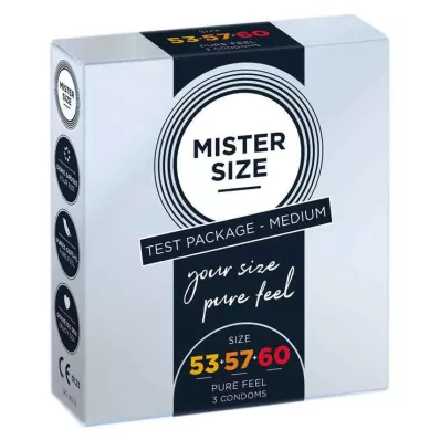 MISTER SIZE Izmēģinājuma iepakojums 53-57-60 prezervatīvi, 3 gab MISTER SIZE Izmēģinājuma iepakojums 53-57-60 prezervatīvi, 3 gab