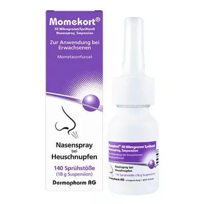 MOMEKORT 50 μg/smidzinātājs deguna aerosola suspensija 140 pieaugušajiem, 18 g MOMEKORT 50 μg/smidzinātājs deguna aerosola suspensija 140 pieaugušajiem, 18 g