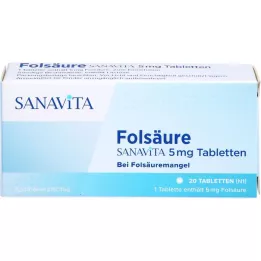 FOLSÄURE SANAVITA 5 mg tabletes, 20 gab