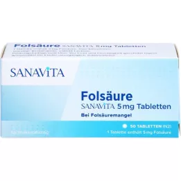 FOLSÄURE SANAVITA 5 mg tabletes, 50 gab