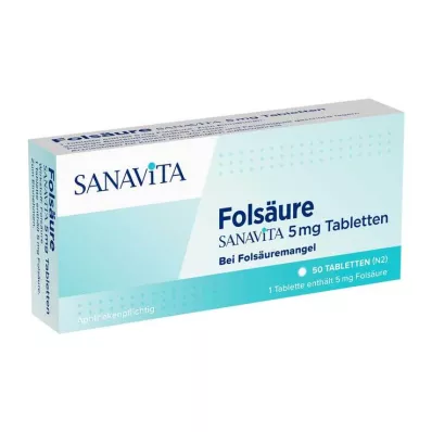 Folijskābe Sanavita 5 mg tabletes, 50 gab Folijskābe Sanavita 5 mg tabletes, 50 gab