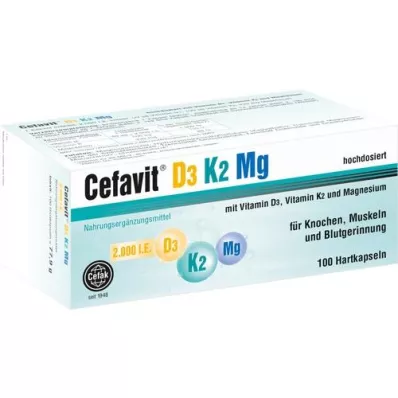 CEFAVIT D3 K2 Mg 2000 I.U. cietās kapsulas, 100 gab