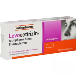 LEVOCETIRIZIN-ratiopharm 5 mg apvalkotās tabletes, 20 gab