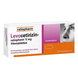 LEVOCETIRIZIN-ratiopharm 5 mg apvalkotās tabletes, 20 gab
