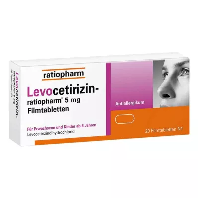 Levocetirizin ratiopharm 5 mg apvalkotās tabletes, 20 gab