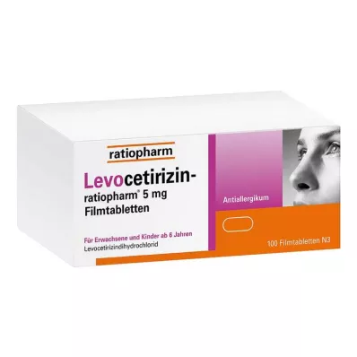 Levocetirizin ratiopharm 5 mg apvalkotās tabletes, 100 gab Levocetirizin ratiopharm 5 mg apvalkotās tabletes, 100 gab