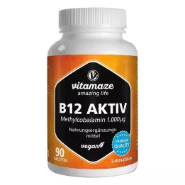 B12 AKTIV 1000 µg vegāniskās tabletes, 90 gab