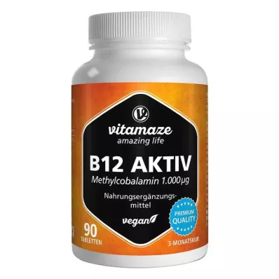 B12 AKTIV 1000 µg vegāniskās tabletes, 90 gab