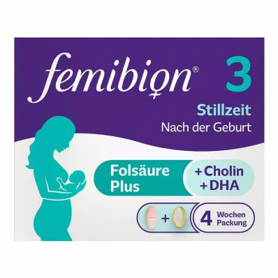 Femibion 3 zīdīšanas 4 nedēļu iepakojums ar 28 tabletēm un 28 kapsulām, 2x28 gabali Femibion 3 zīdīšanas 4 nedēļu iepakojums ar 28 tabletēm un 28 kapsulām, 2x28 gabali