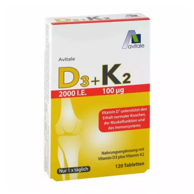 D3+K2 vitamīns 2000 I.U., 120 kapsulas