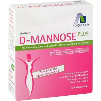 D-MANNOSE PLUS 2000 mg nūjiņas ar vitamīniem un minerālvielām, 15X2,47 g