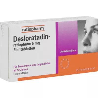 DESLORATADIN-ratiopharm 5 mg apvalkotās tabletes, 20 gab