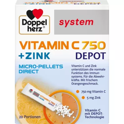 DOPPELHERZ C vitamīns 750 Depot sistēmas granulas, 20 gab