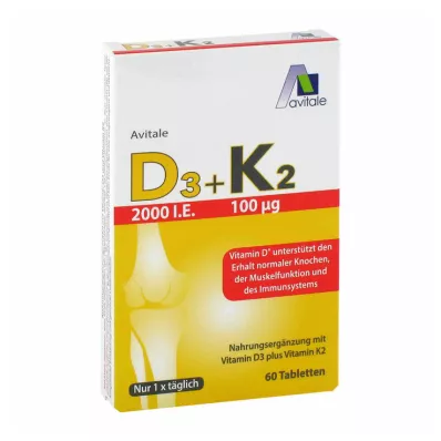 D3+K2 vitamīns 2000 I.U., 60 gab