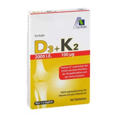 D3+K2 vitamīns 2000 I.U., 60 gab D3+K2 vitamīns 2000 I.U., 60 gab