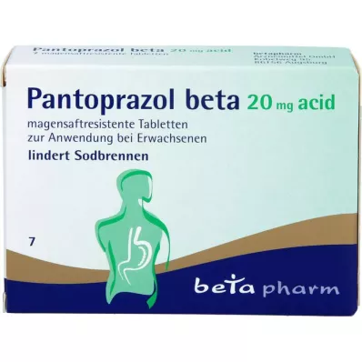 PANTOPRAZOL beta 20 mg skābes zarnu apvalkotās tabletes, 7 gab