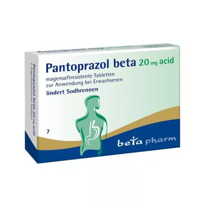 PANTOPRAZOL beta 20 mg skābes zarnu apvalkotās tabletes, 7 gab PANTOPRAZOL beta 20 mg skābes zarnu apvalkotās tabletes, 7 gab