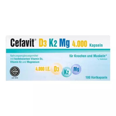 Cefavit D3 K2 Mg 4000 SV cietās kapsulas, 100 gab